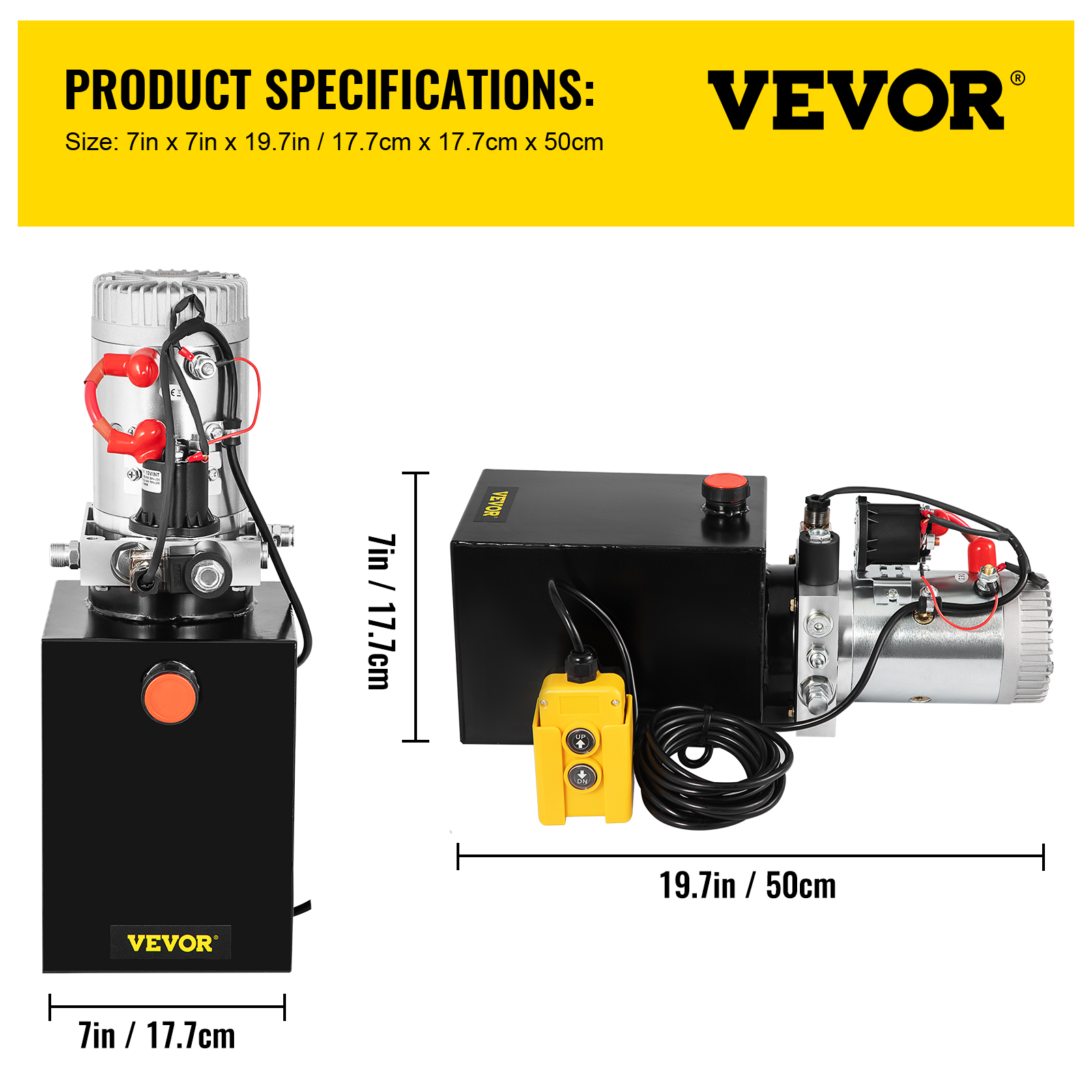 12V Hydraulic Power Unit - 3KW DC Pump, 16MPa, 6 Quart Steel Tank With Remote, For Dump Trailers & Lifts
