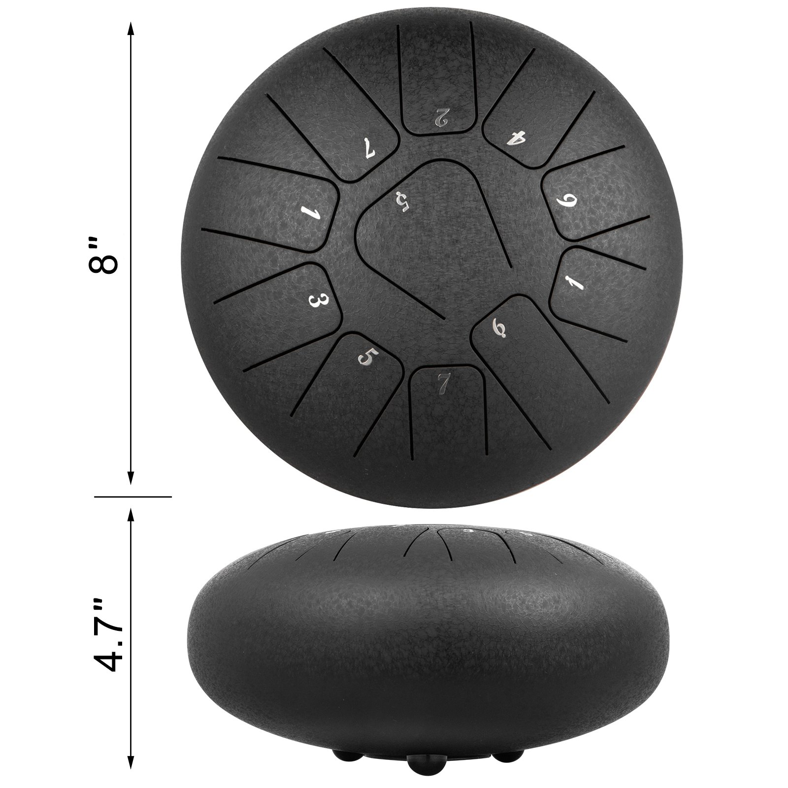 VEVOR Steel Tongue Drum 11 Notes 8 Inches Dia Tongue Drum Black Handpan Drum Notes Percussion VEVOR Steel Tongue Drum 11 Notes 8 Inches Dia Tongue Drum Black Handpan Drum Notes Percussion