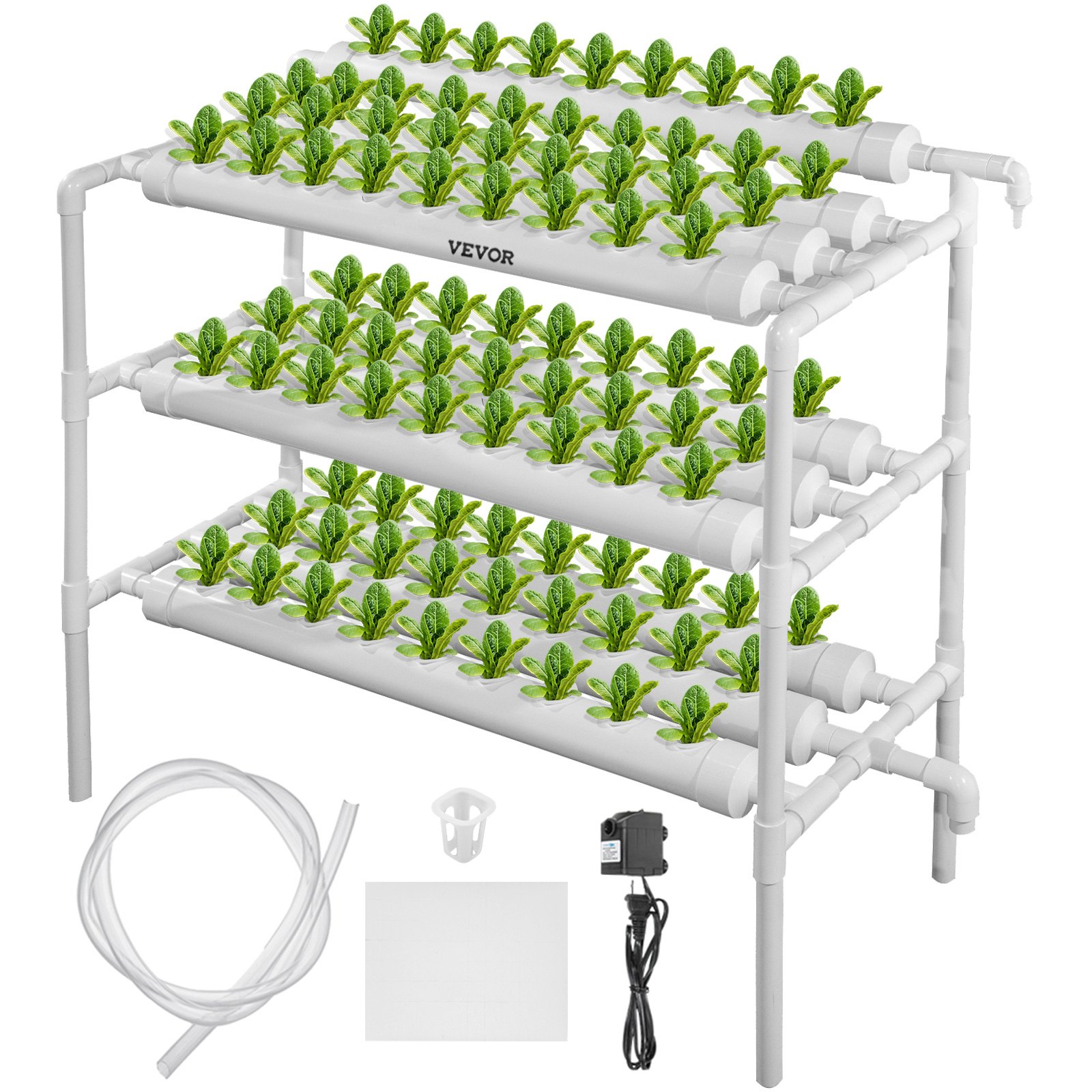 VEVOR Hydroponic Grow Kit 90 Sites 10 Pipe NFT PVC Hydroponic Pipe Home Balcony Garden Grow Kit