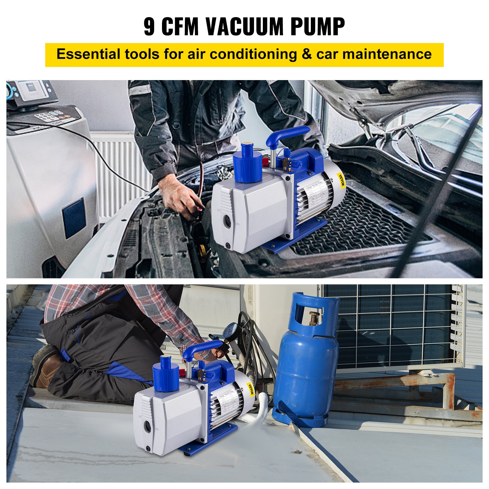 VEVOR Vacuum Pump 9 CFM 1 HP Single Stage Air Conditioning Vacuum Pump