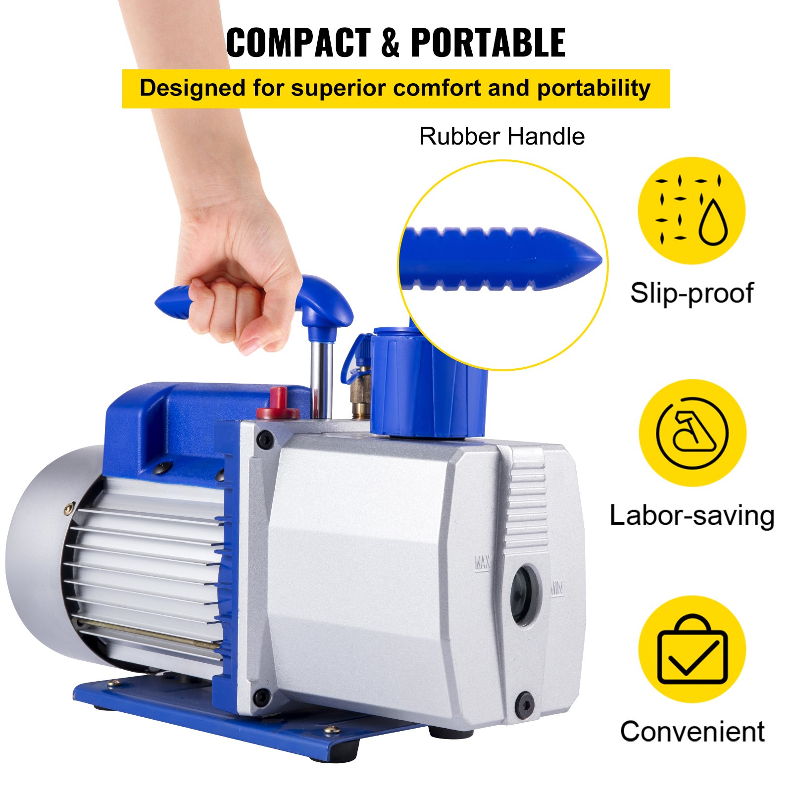 VEVOR Vacuum Pump 9 CFM 1 HP Single Stage Air Conditioning Vacuum Pump 110V 5PA Ultimate Vacuum
