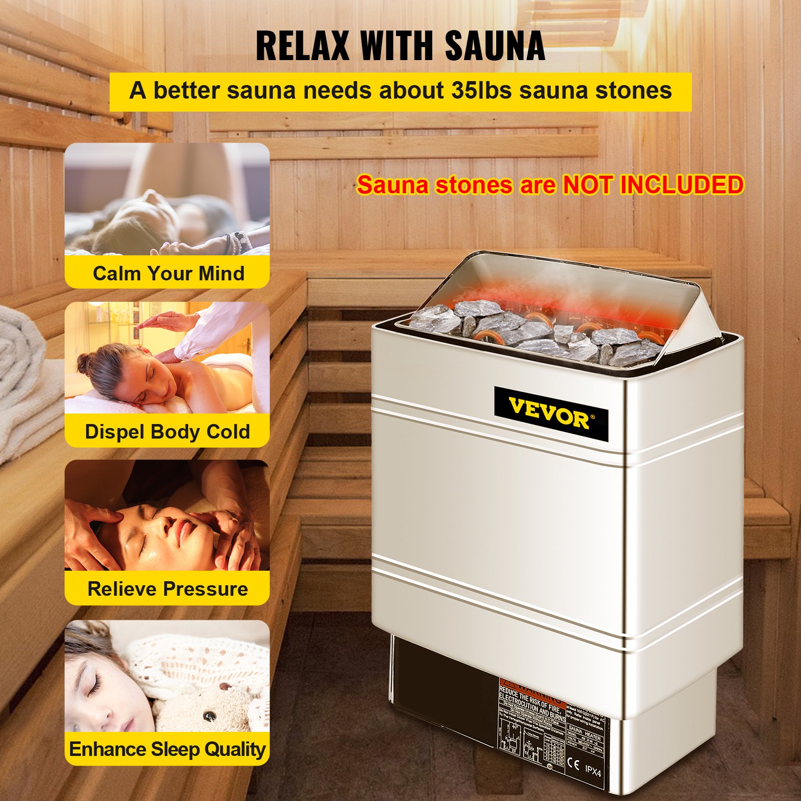 VEVOR Sauna Heater 9KW Dry Steam Bath Sauna Heater Stove 220V240V with