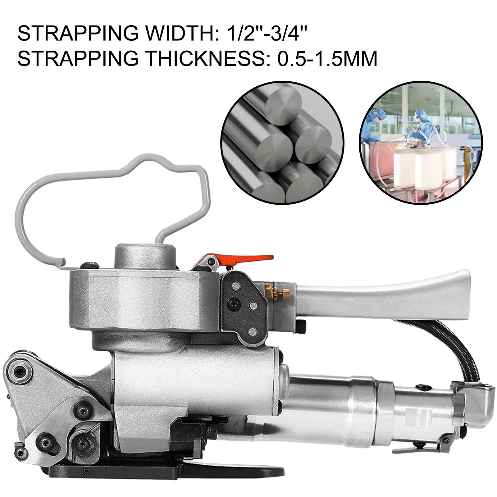 VEVOR Pneumatic Strapping Tool A19, Hand Held Strapping Machine 1/2" to 3/4", Sealless Strapping