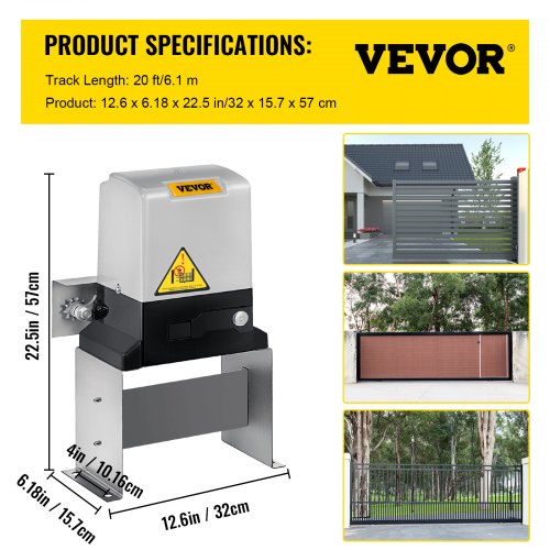 VEVOR Sliding Gate Opener AC1400 3100LBS with 2 Remote Controls, Gate