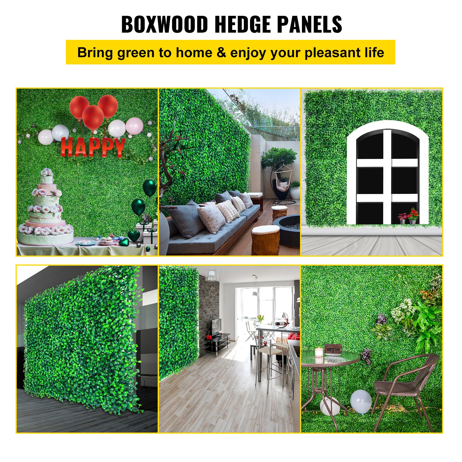 VEVOR Artificial Boxwood Panel Boxwood Hedge Wall Panel 12PC 20x20 ...