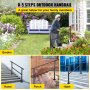 Vevor Iron Handrail Stair Railing Hand Rail Kit Fit For 1-4 Steps ...