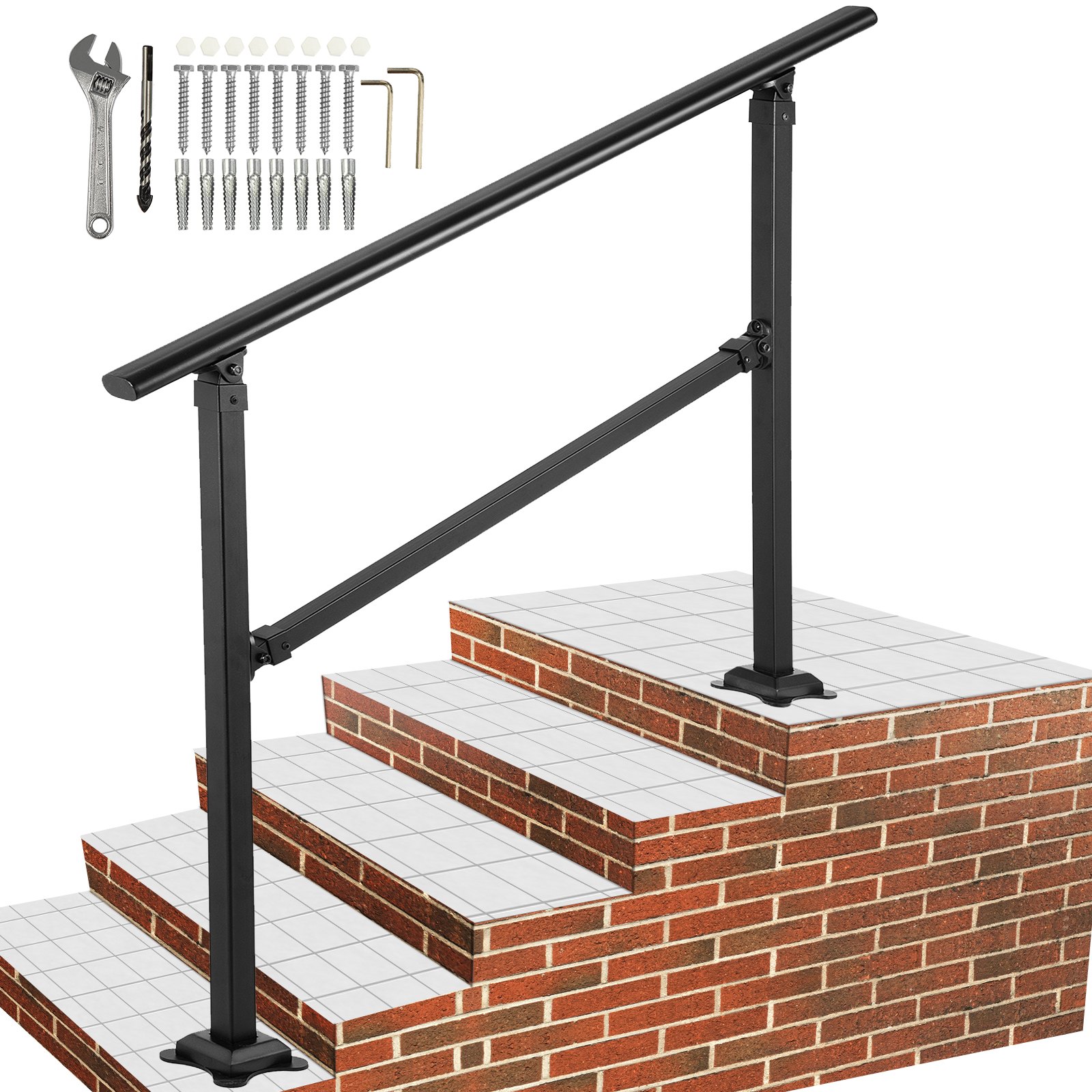 VEVOR VEVOR Iron Handrail Stair Railing Hand Rail Kit Fit for 04 Steps