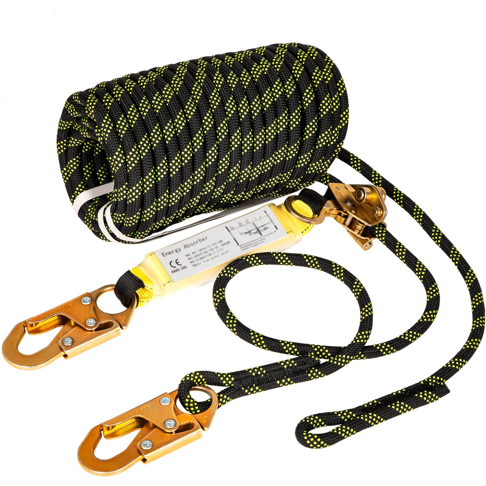 25 Ft Vertical Lifeline Fall Protection Rope – 30 KN Strength, ANSI Compliant