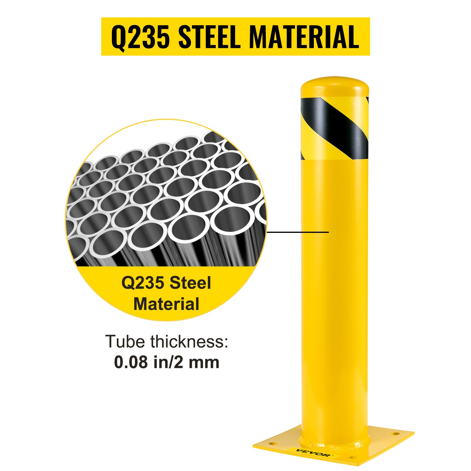 VEVOR Safety Bollard 244.5 Safety Barrier Bollard 41/2" OD 24" Height