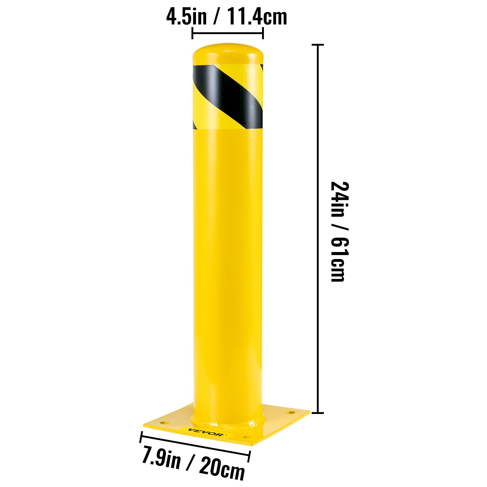 VEVOR Safety Bollard 244.5 Safety Barrier Bollard 41/2" OD 24" Height