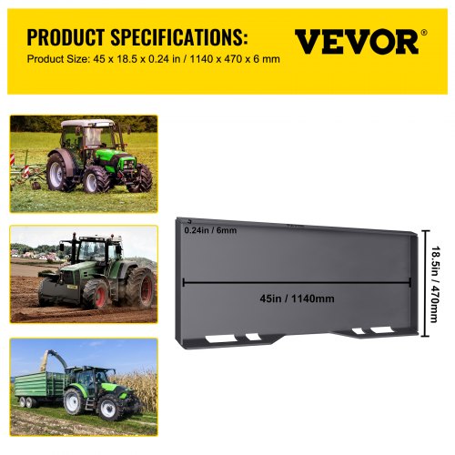 VEVOR Skid Steer Mount Plate Thick Skid Steer Attachment Plate Steel