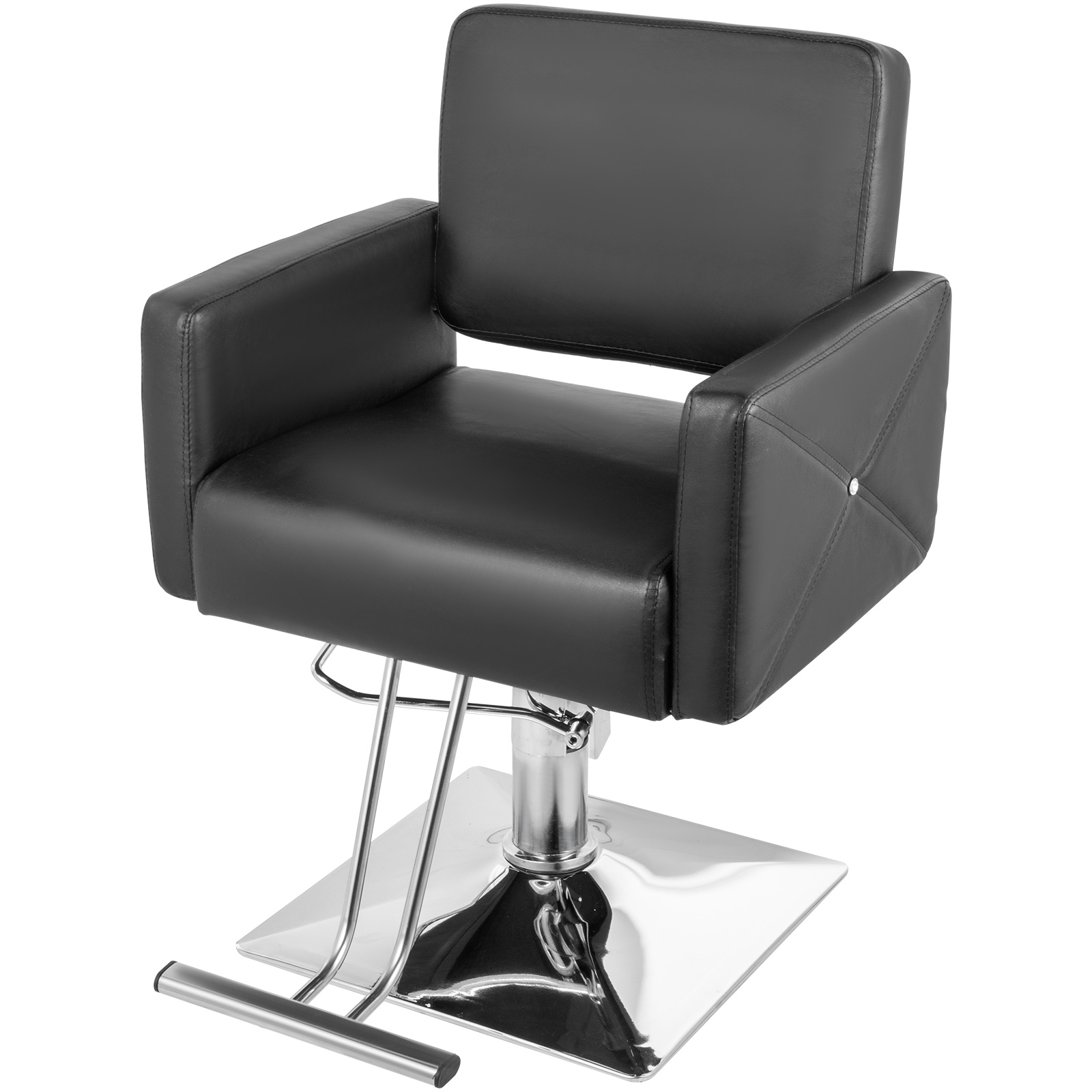 Styling Chair Black Hydraulic Lift Square Base Hairdressing Furniture Barber Salon Chair PU