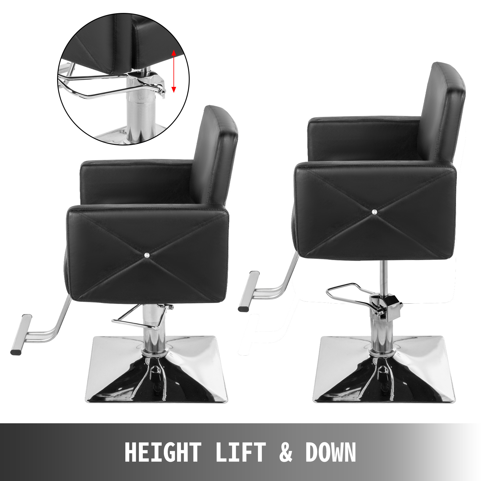 Styling Chair Black Hydraulic Lift Square Base Hairdressing Furniture