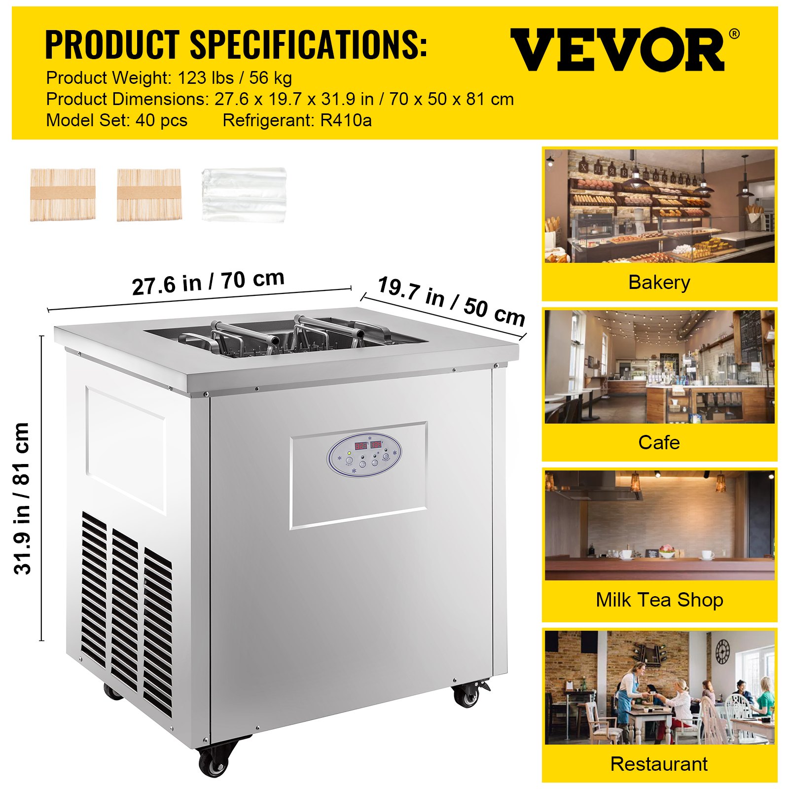 VEVOR Commercial Popsicle Machine Single Model Set Commercial Ice Pop