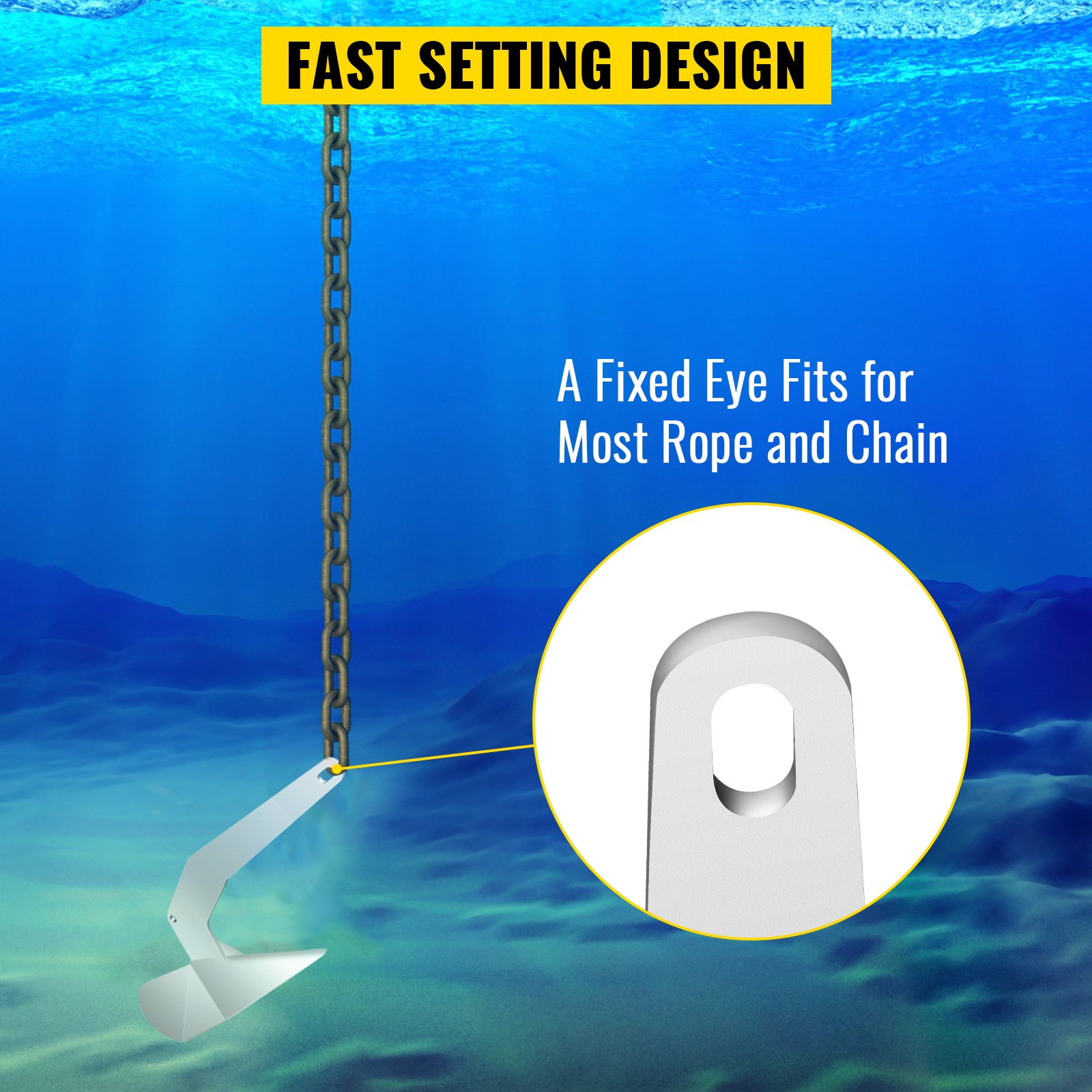 VEVOR Delta Type Boat Anchor 35 lb 16 kg Delta Anchor, Galvanized Steel