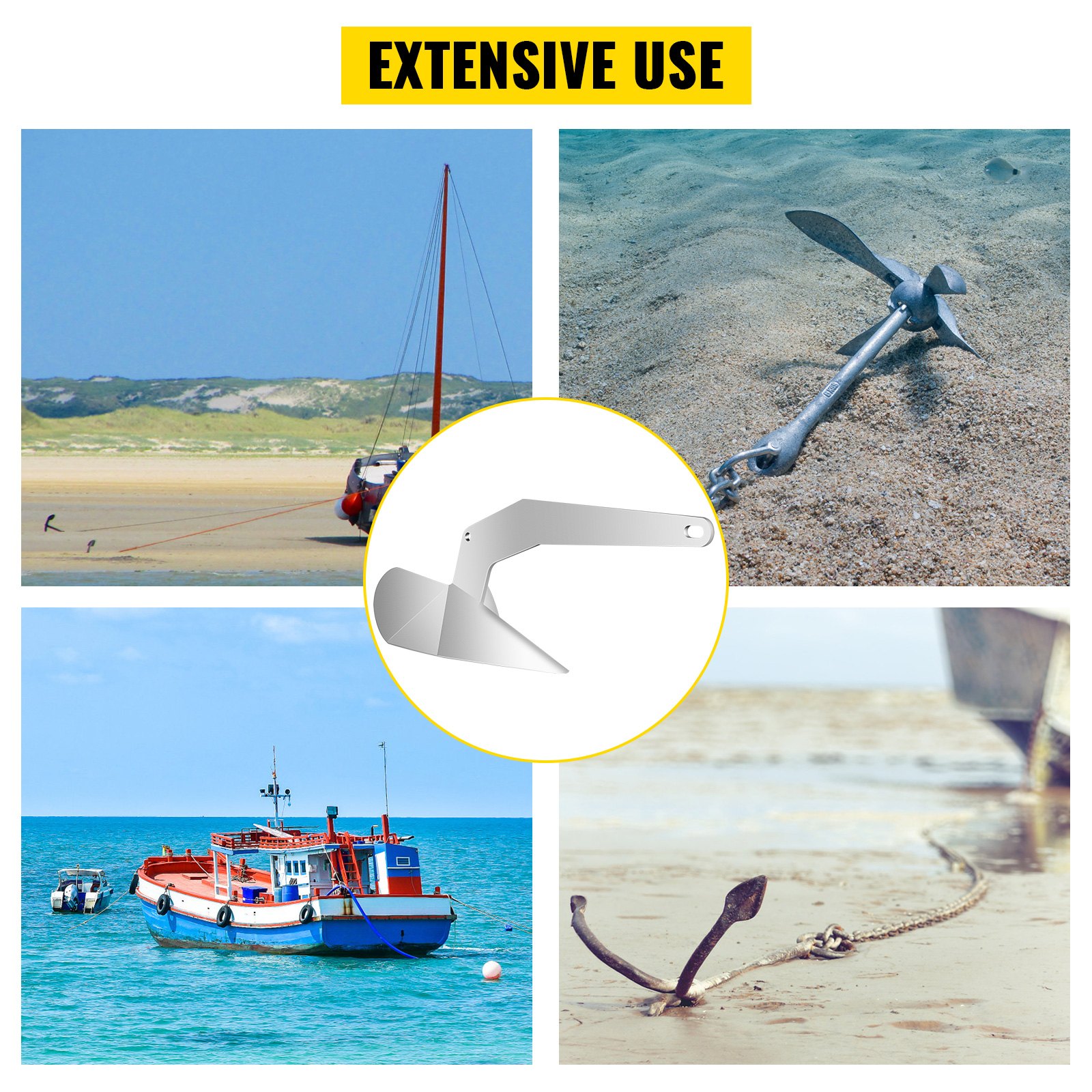 VEVOR Delta Type Boat Anchor 35 lb 16 kg Delta Anchor, Galvanized Steel