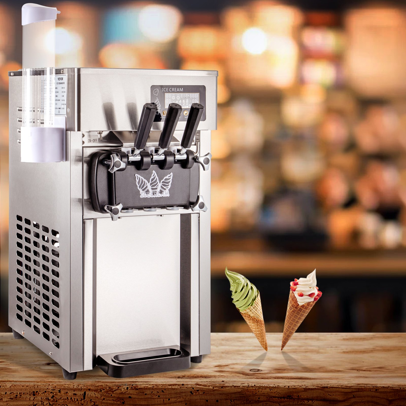 VEVOR Commercial 3 Flavors Soft Ice Cream Machine Countertop Lcd Panel