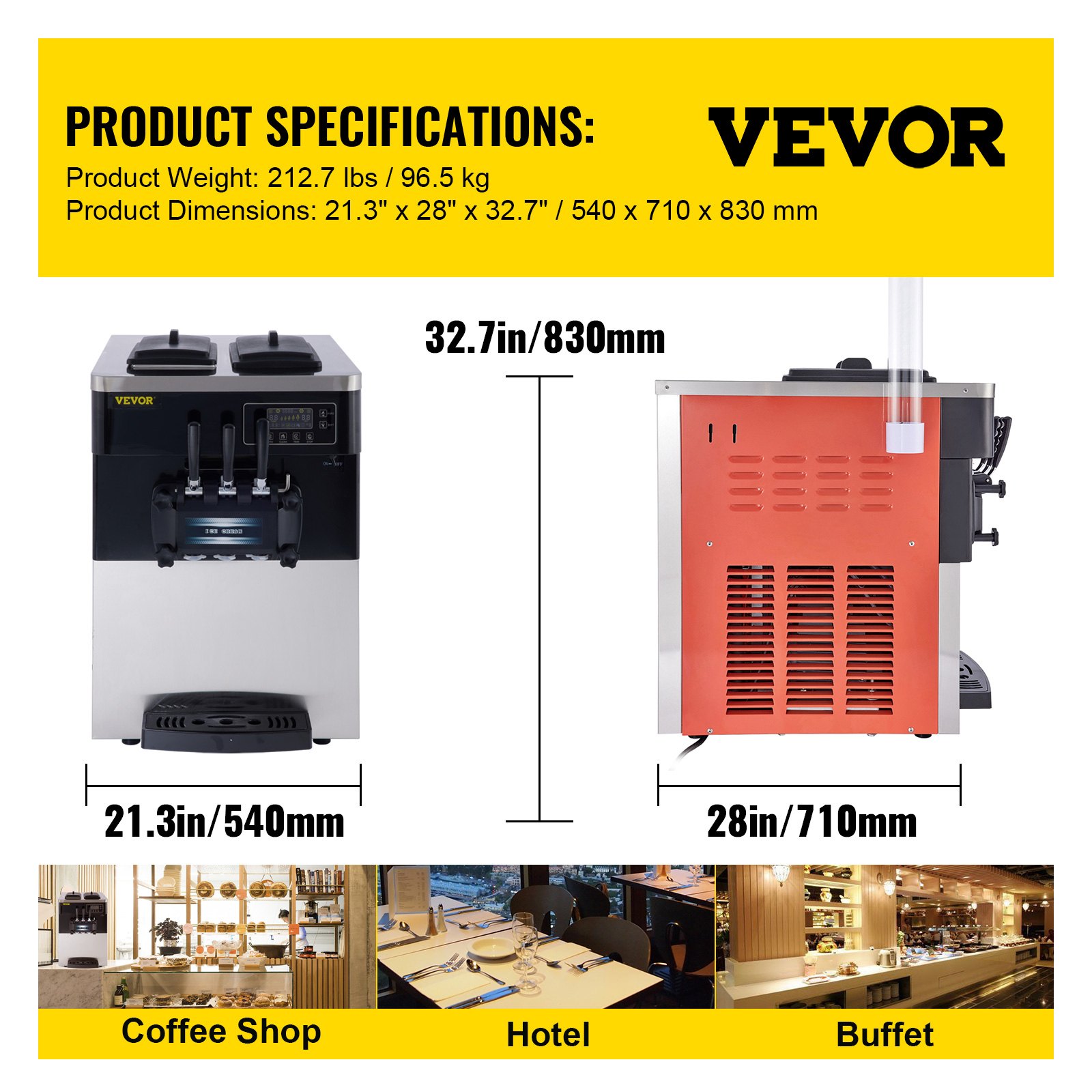 Countertop Soft Ice Cream Machine Commercial YKF826T With 2+1 Flavors
