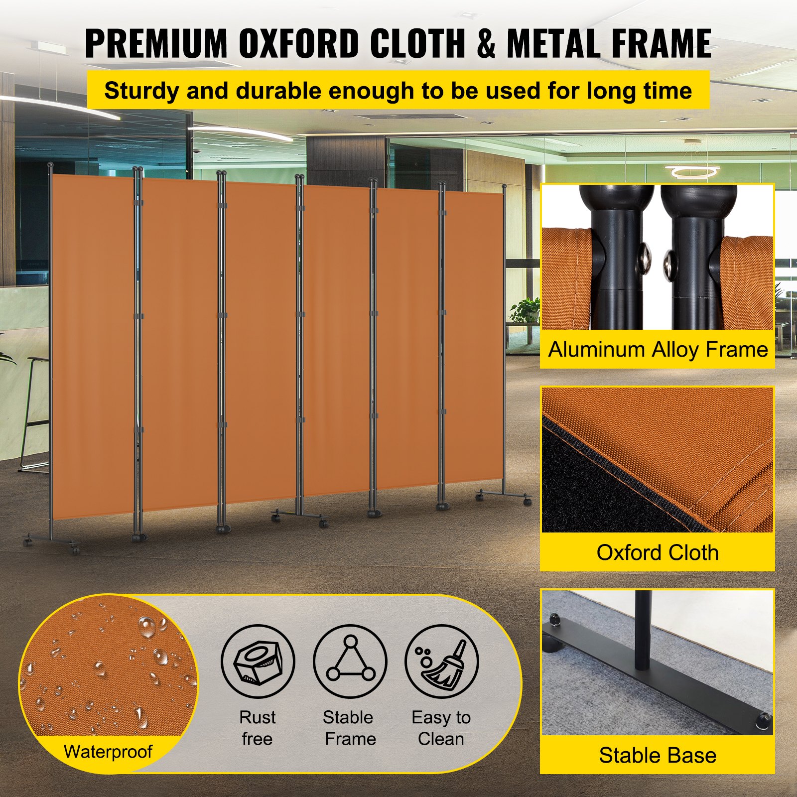 VEVOR 6 Panel Room Divider, 6 FT Tall, Freestanding & Folding Privacy ...