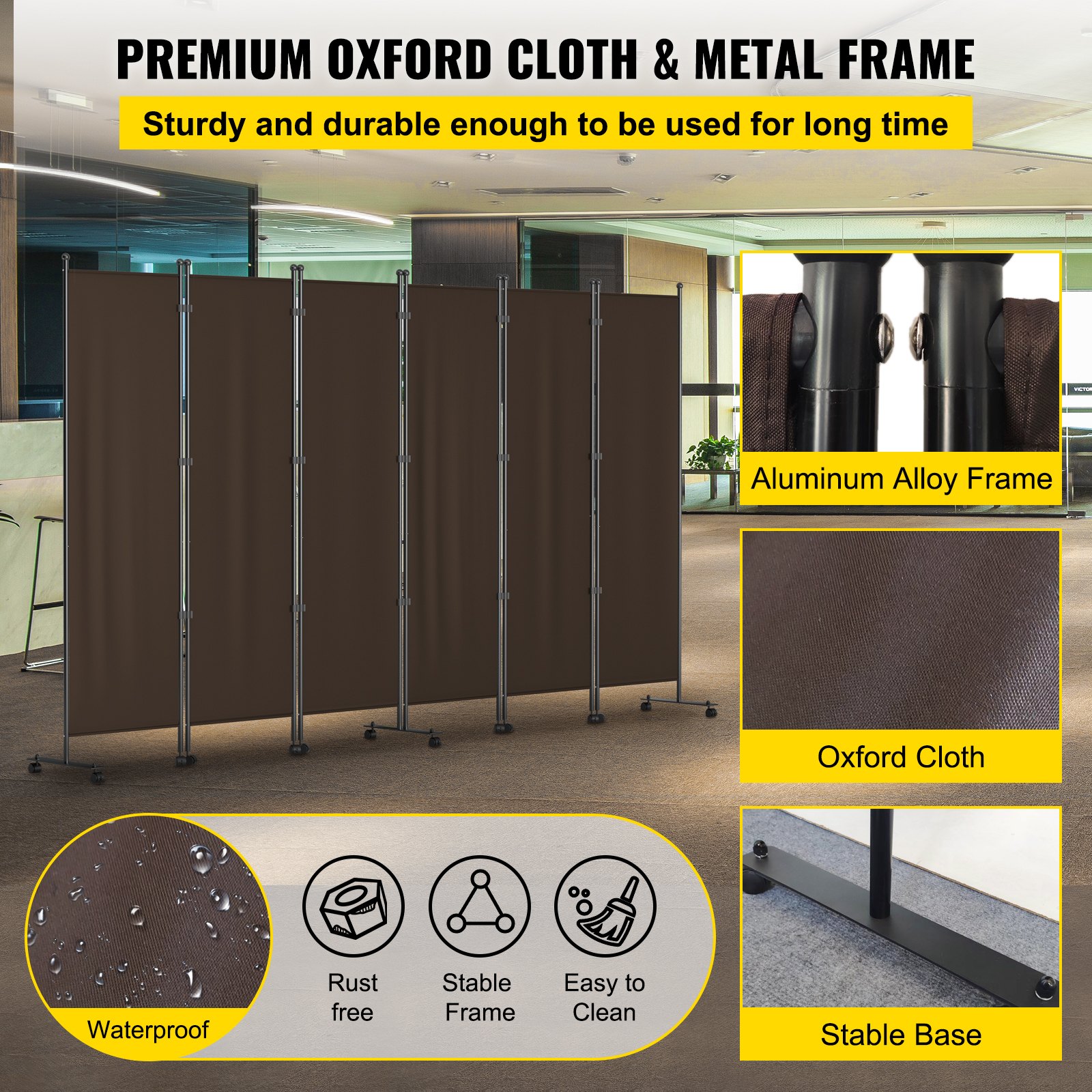 VEVOR 6 Panel Room Divider, 6 FT Tall, Freestanding & Folding Privacy