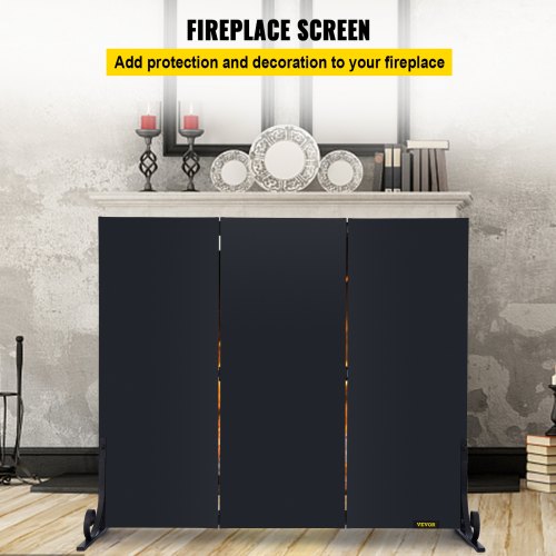 VEVOR Fireplace Screen Fire Guard Screen Heavy Duty Iron Fire Screen