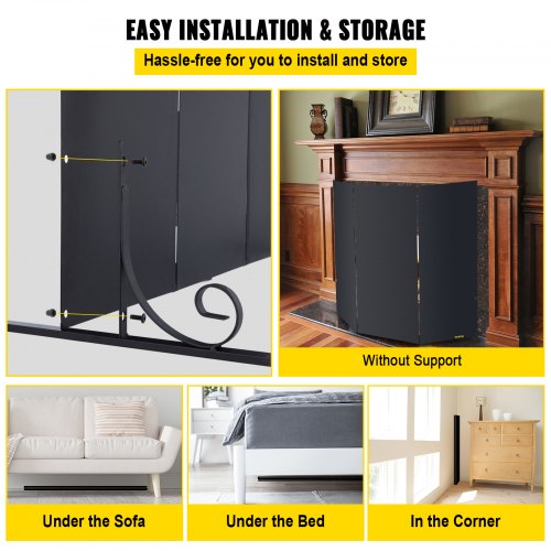VEVOR Fireplace Screen Fire Guard Screen Heavy Duty Iron Fire Screen