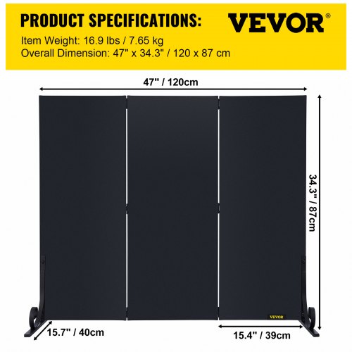 VEVOR Fireplace Screen Fire Guard Screen Heavy Duty Iron Fire Screen