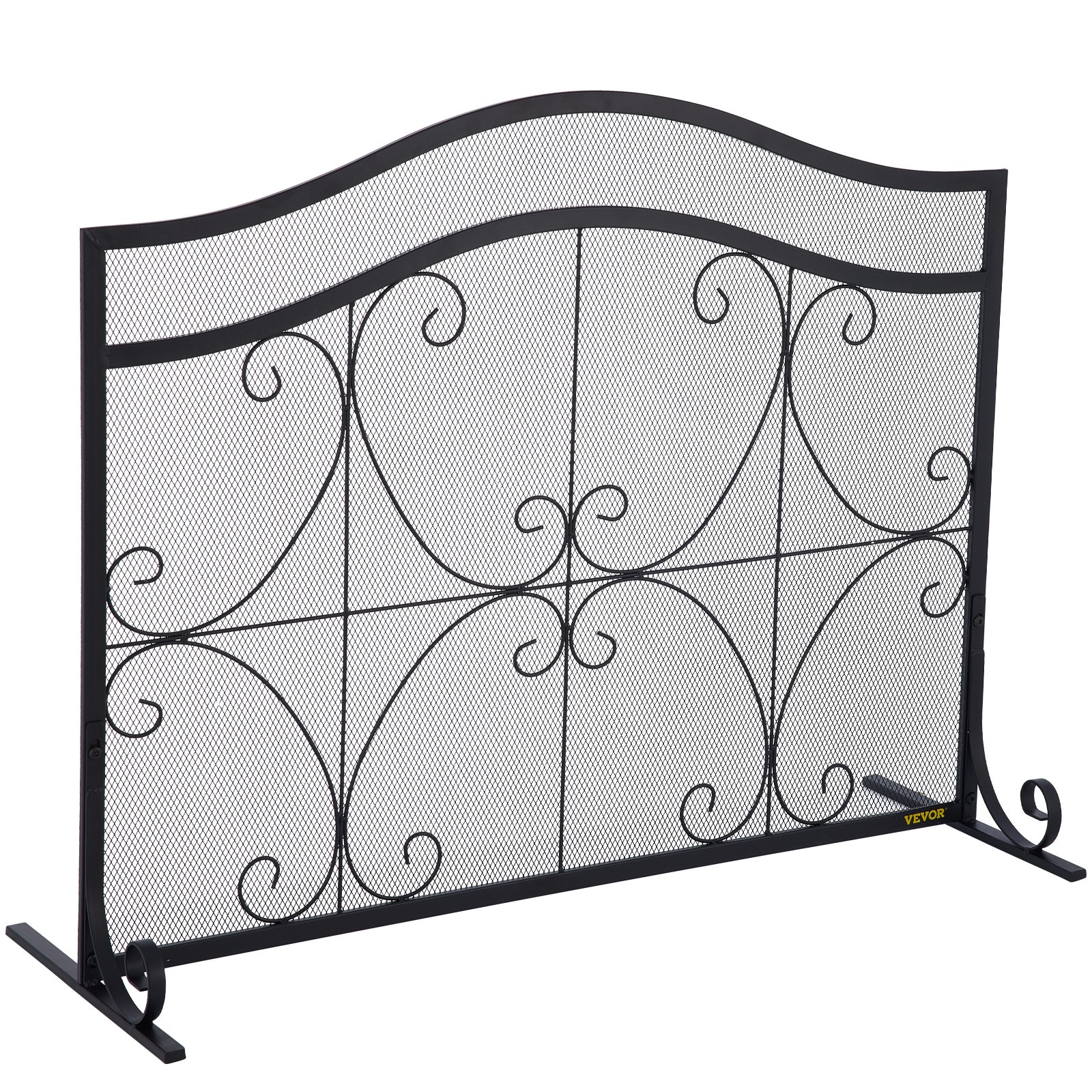 VEVOR Fireplace Screen, 38 x 26.5 Inch,Heavy Duty Iron Freestanding Spark Guard with Support
