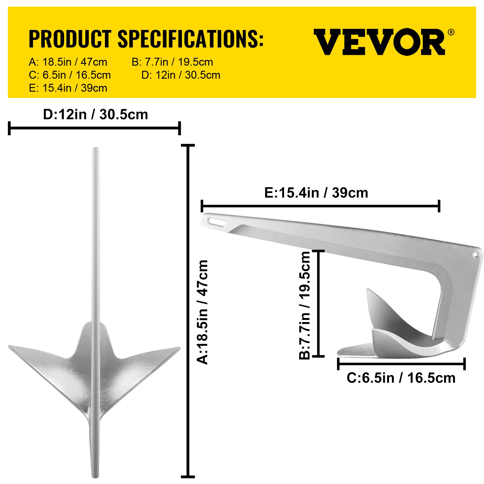 VEVOR Bruce Claw Anchor 11 lb Boat Anchor, Galvanized Steel Boat Anchor, 5 kg Marine Anchor with VEVOR Bruce Claw Anchor 11 lb Boat Anchor, Galvanized Steel Boat Anchor, 5 kg Marine Anchor with