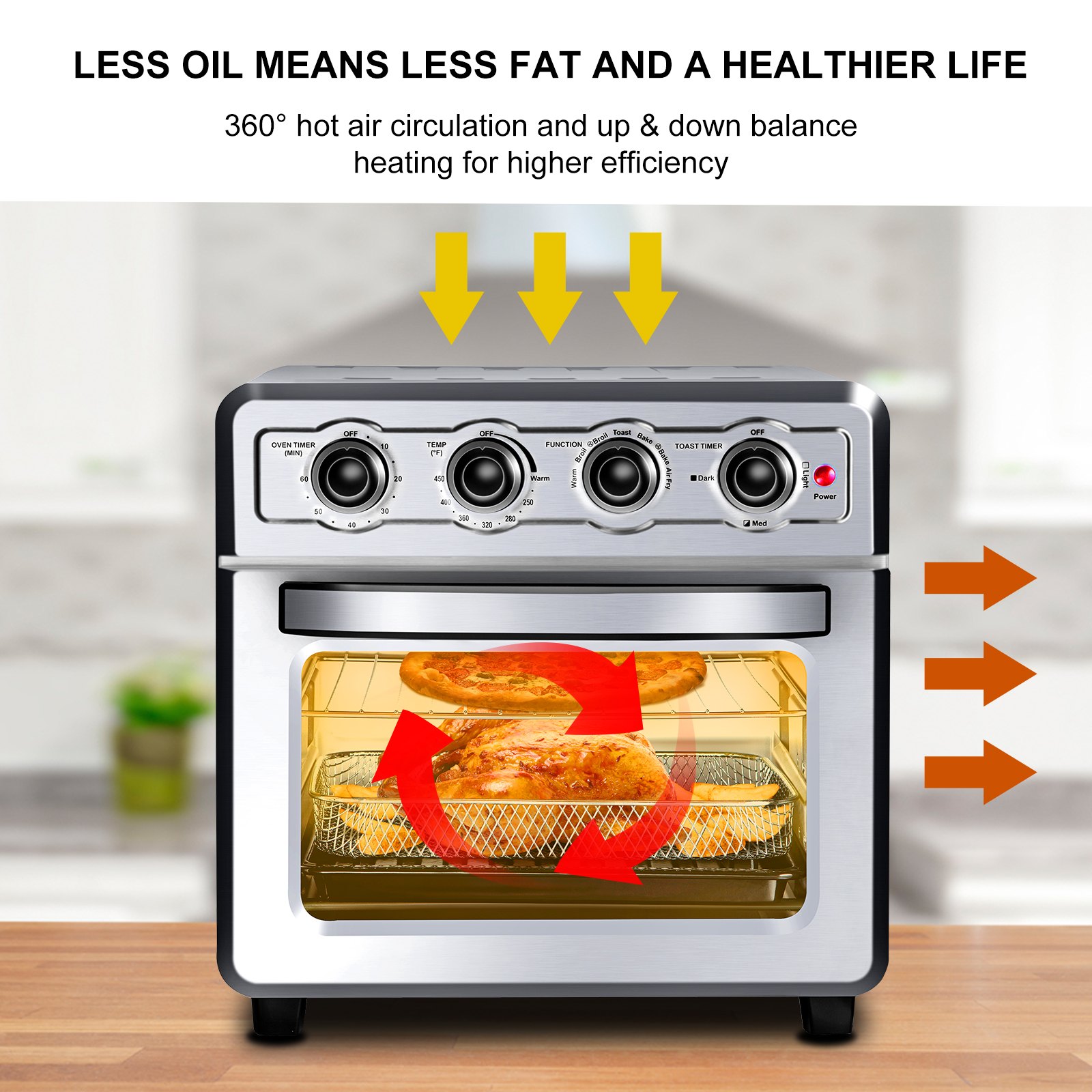 VEVOR Convection Oven Air Fryer, 18QT 7-in-1 Kitchen Oven,1700W,6 Slice ...