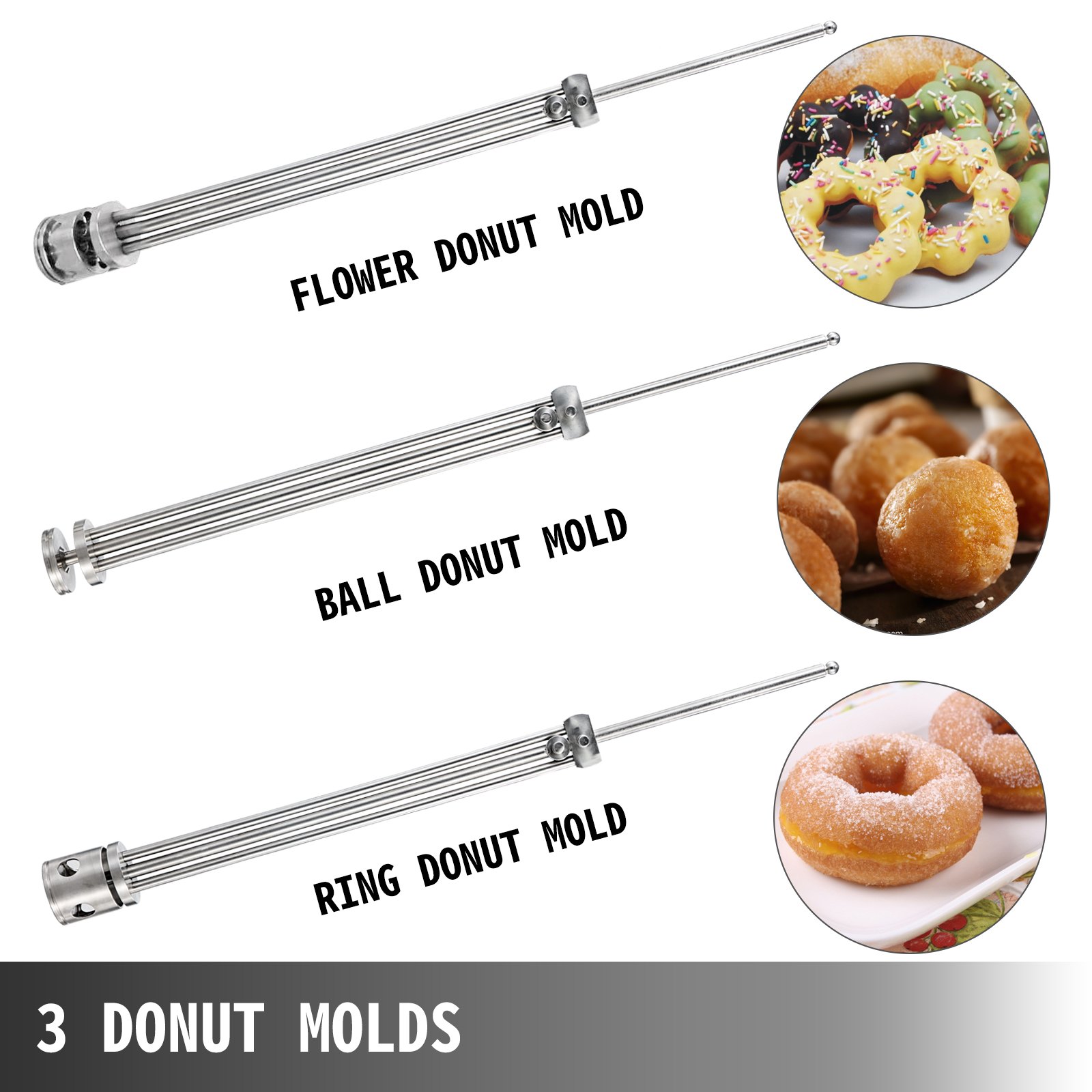 VEVOR Donut Fryer Manual Commercial Mini Donut Maker 9L Capacity Hopper