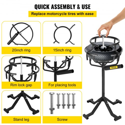 VEVOR Motorcycle Tire Changing Stand, Fit for 10" 21" Multi Tire