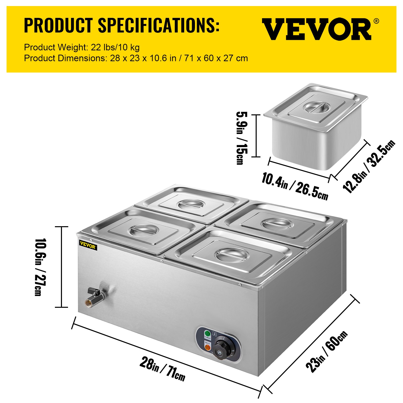 VEVOR Chauffe-Frites Commercial 850W - Lampe Chauffante Suspendue Inox 40-50°C - Maintien Au Chaud Pizza, Poulet, Frites, Buffet Restaurant