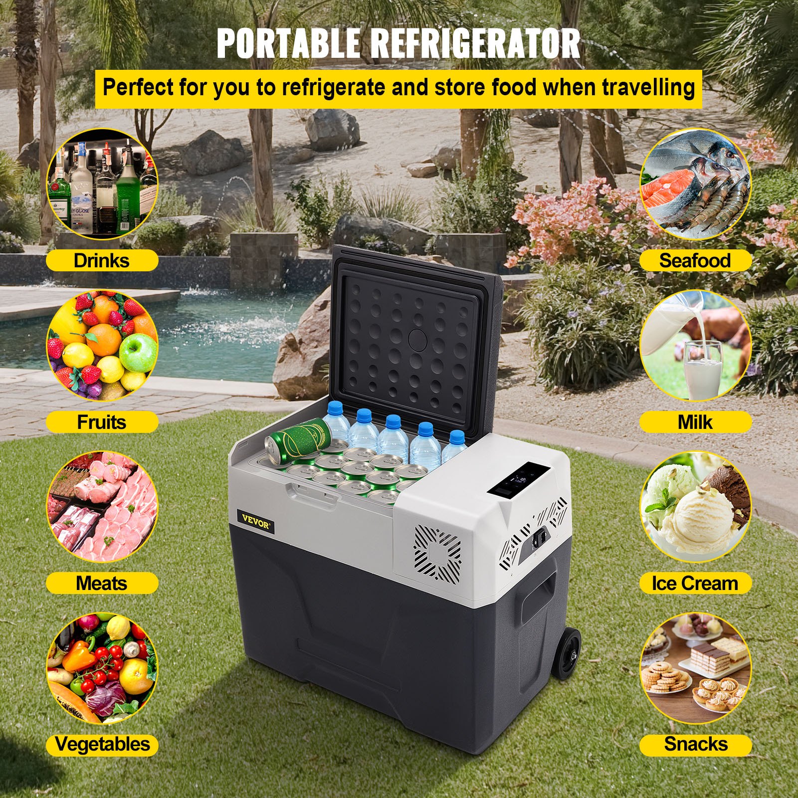 VEVOR VEVOR Car Refrigerator 40L Compressor Portable Small Refrigerator ...