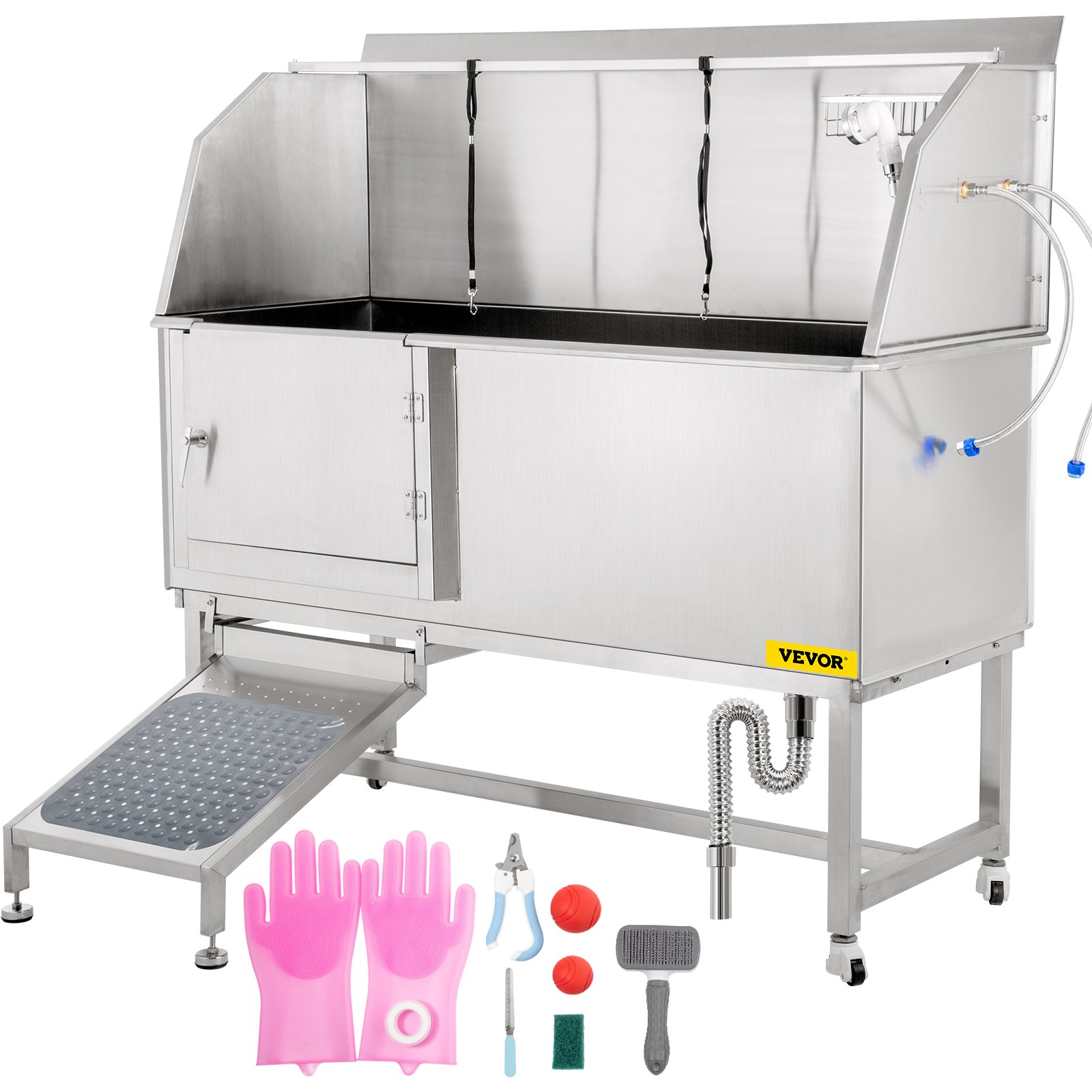 VEVOR Pet Dog Grooming Bath Tub Dog Wash Tub 50"L Stainless Steel