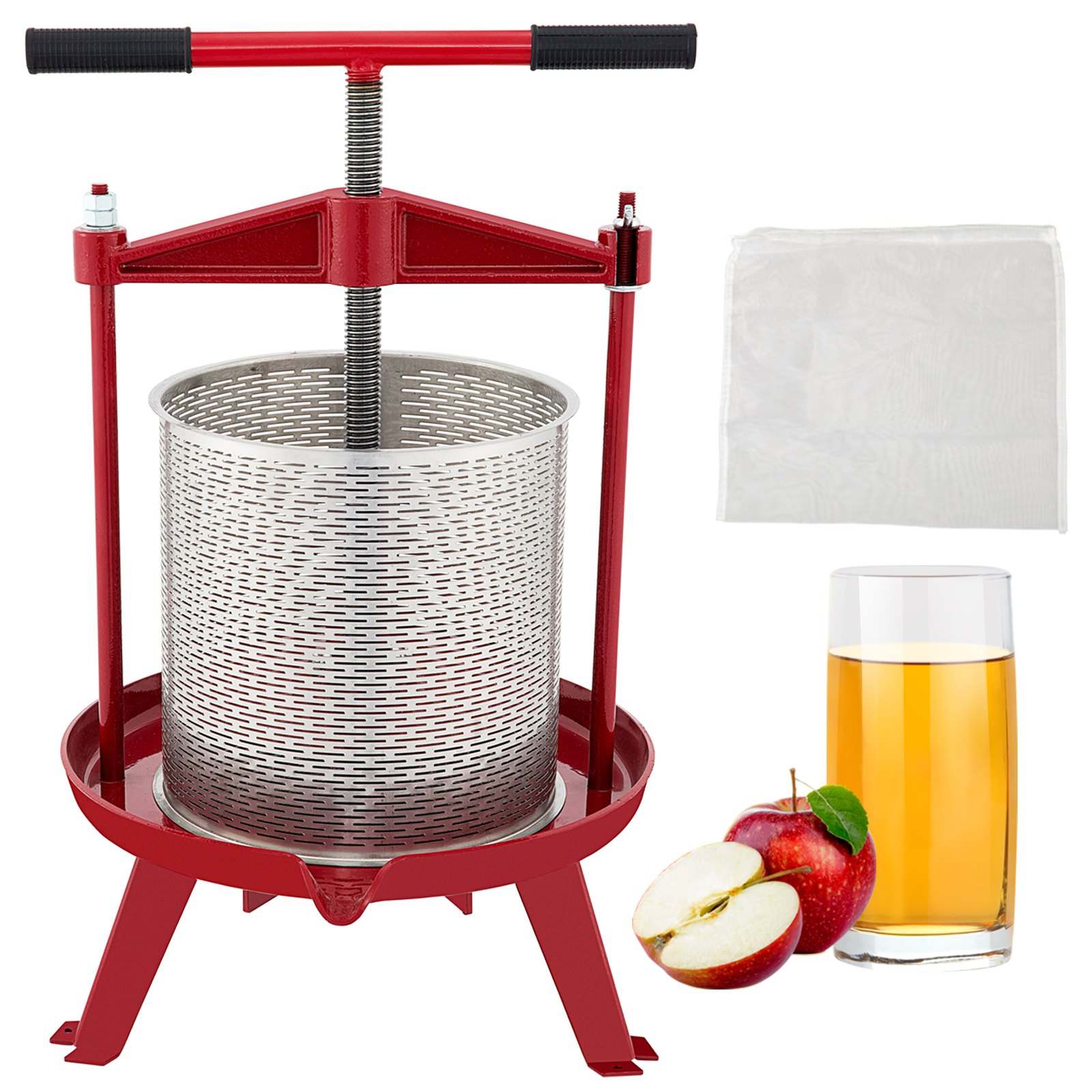 VEVOR Fruit Wine Press Manual Press for Wine Making 2.4Gal/9L Stainless