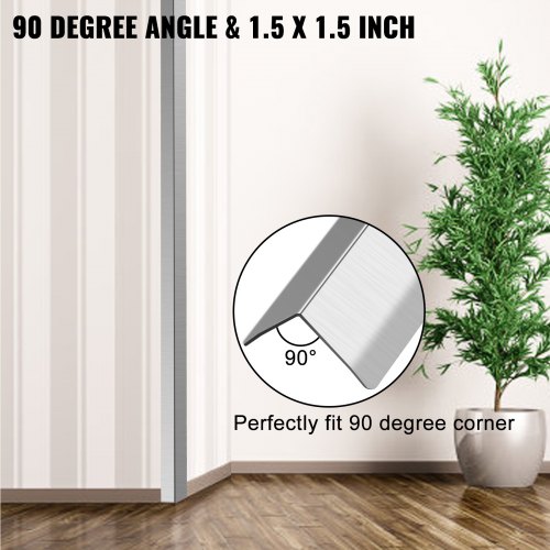 VEVOR Stainless Steel Corner Guards 2 x 2 x 48 inch Metal Wall Corner