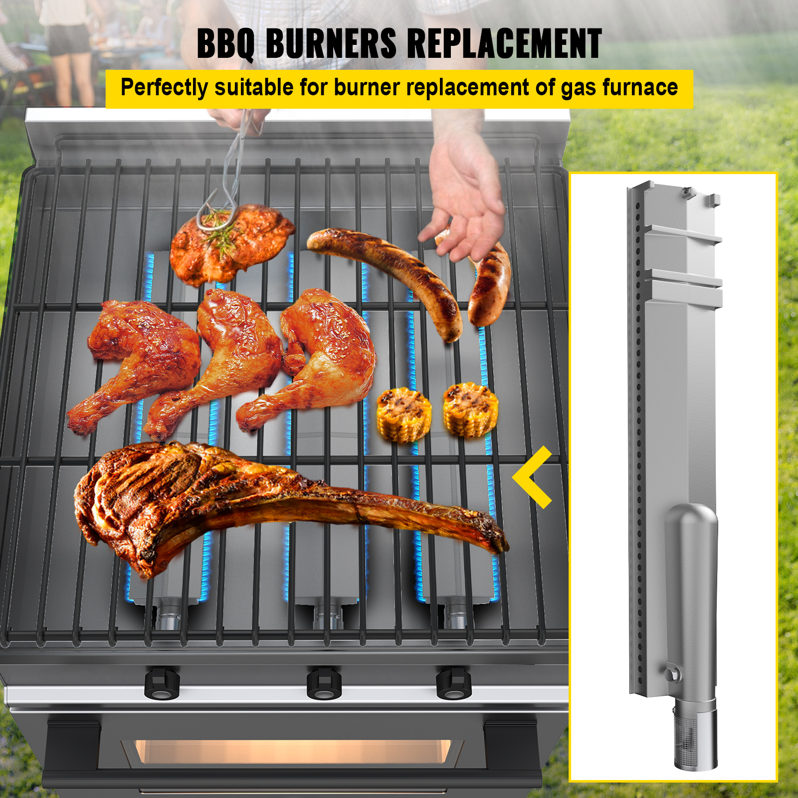 VEVOR Grill Burners BBQ Burner Replacement Stainless Steel Gas BBQ   Grill Burners F1 