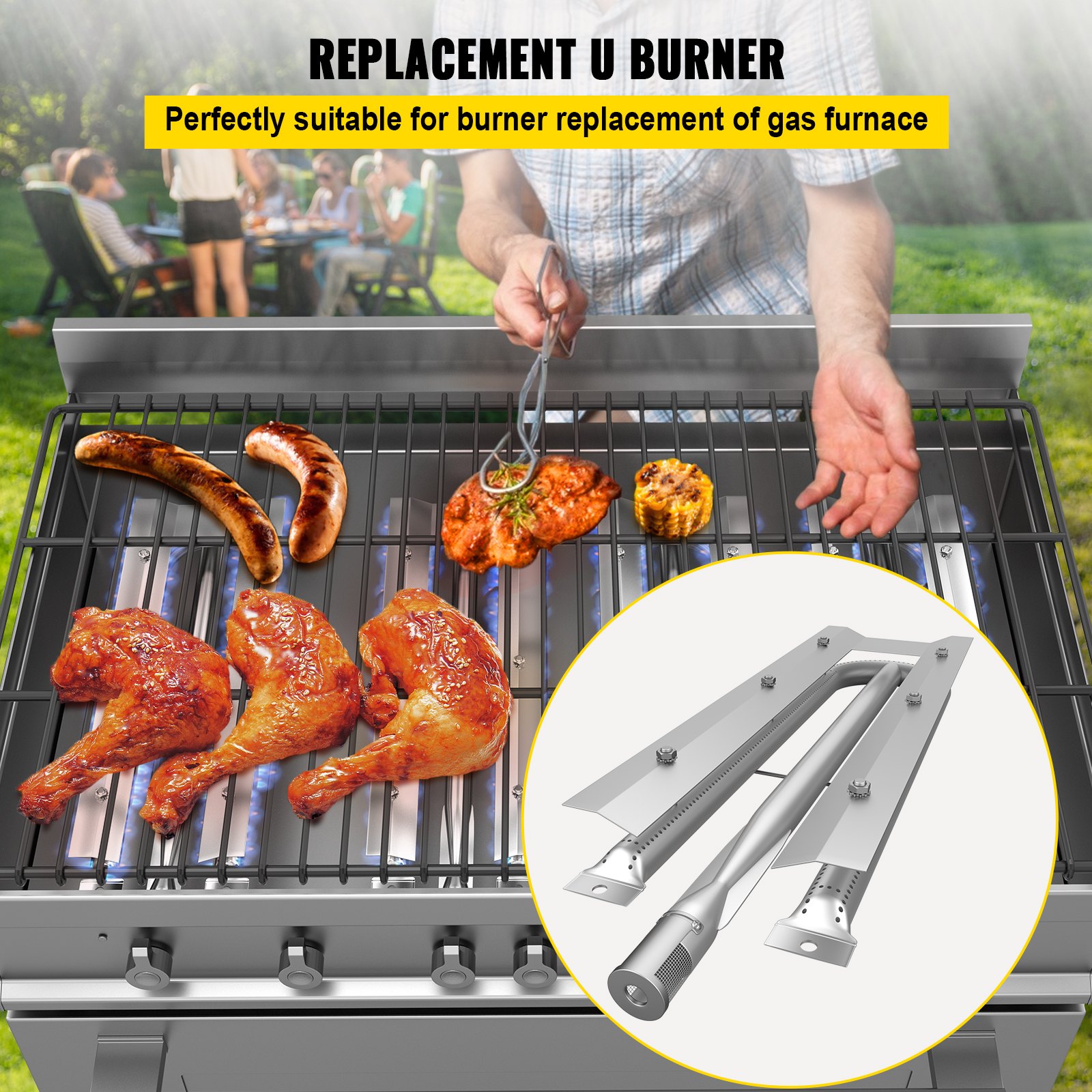 VEVOR Replacement U Burner BBQ Burner Replacement Stainless Steel Gas