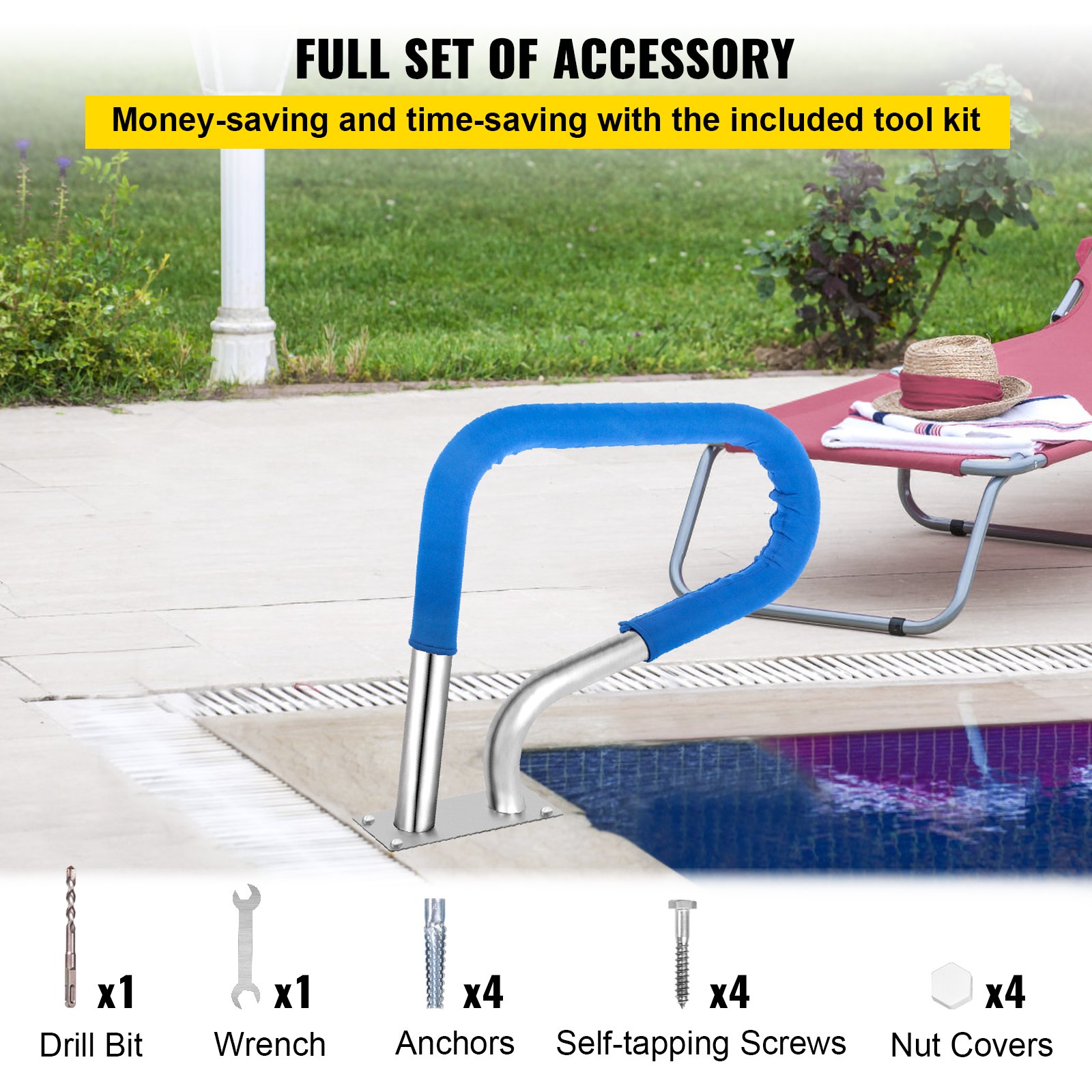 VEVOR VEVOR Pool Rail Pool Railing 81.2x58.4cm Pool Handrail Stainless