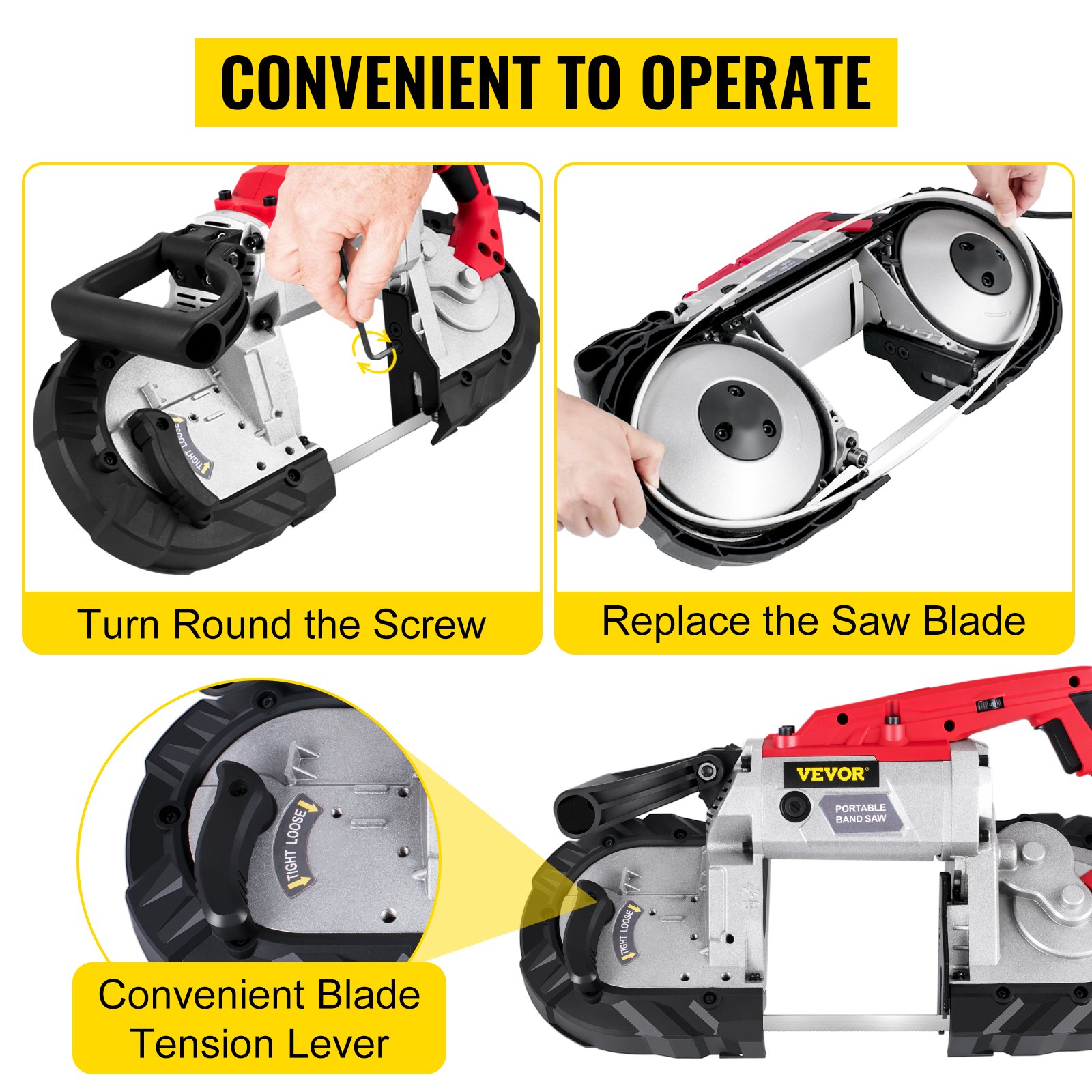 VEVOR Portable Band Saw, 5Inch Cutting Capacity Cordless BandSaw