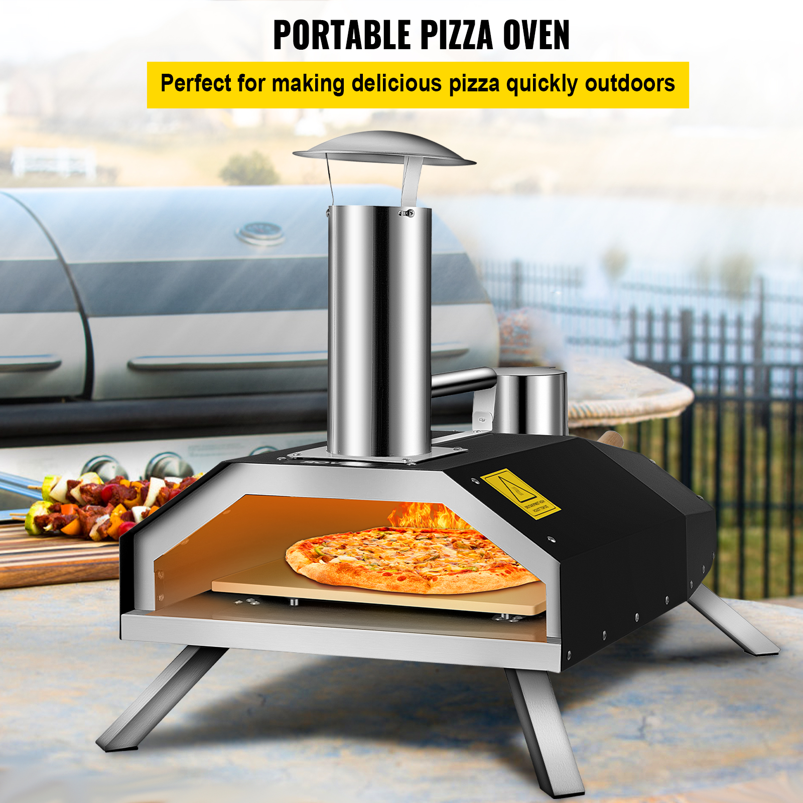 VEVOR Portable Pizza Oven, 12" Pellet Pizza Oven, Stainless Steel Pizza