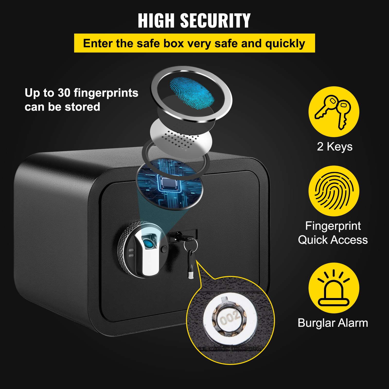VEVOR Safe Box Lock Biometric 1 Cubic Feet Cash Box Key Home Office