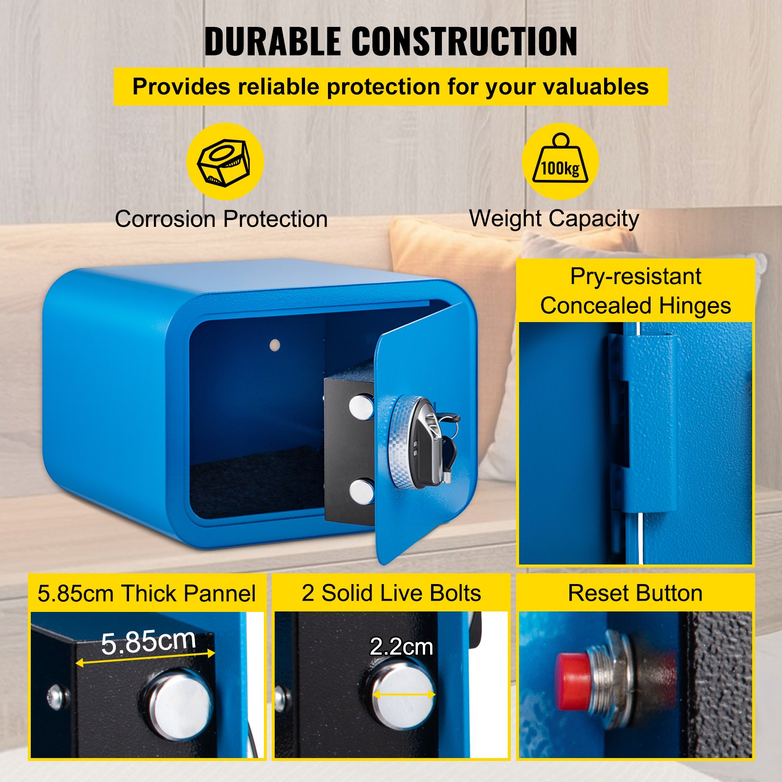 VEVOR Safe Box Lock Biometric 1 Cubic Foot Cash Box Fingerprint Office