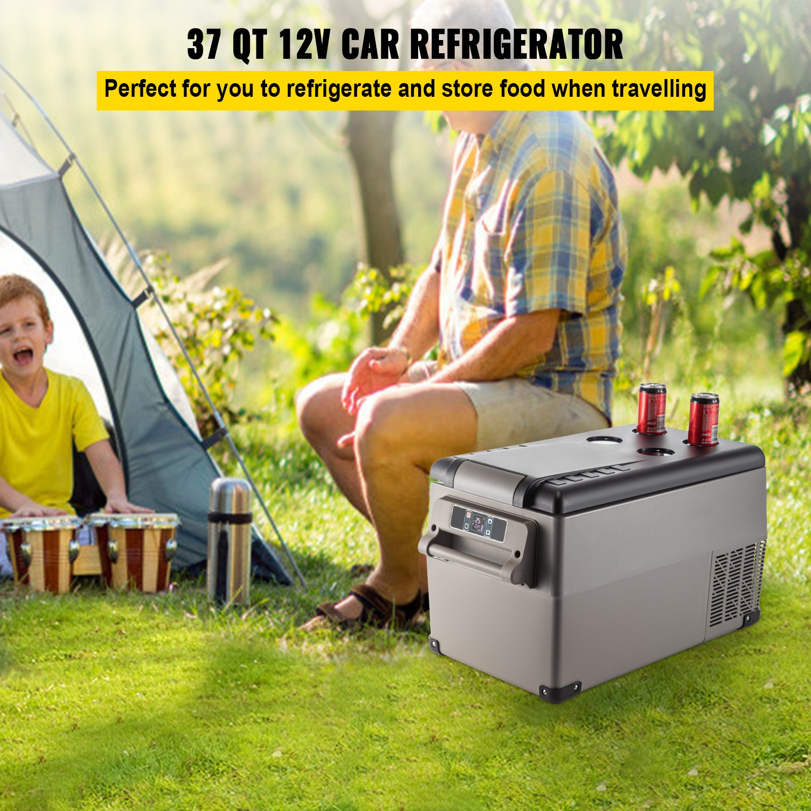 VEVOR Portable Refrigerator 37 Quart(35 Liter),12 Volt Refrigerator App