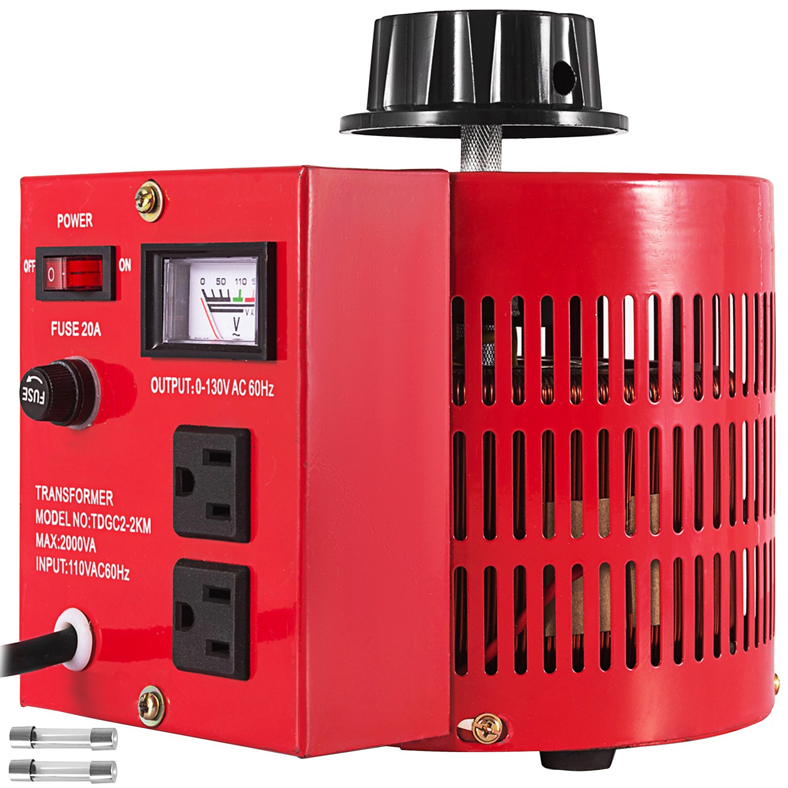 2KVA 20A Variac Variable Transformer 0-130V Output Variable AC Voltage ...