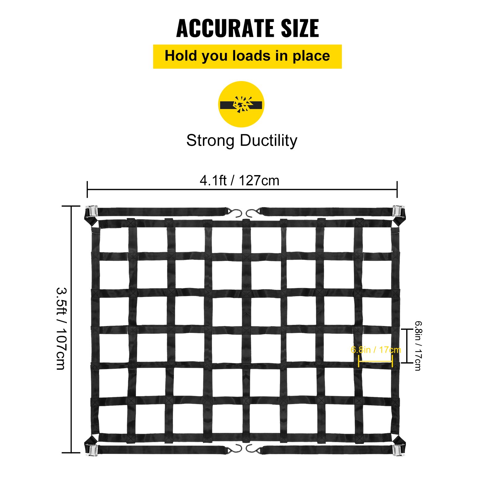 Truck Bed Cargo Nets for Pickup Trucks with S Hooks VEVOR US