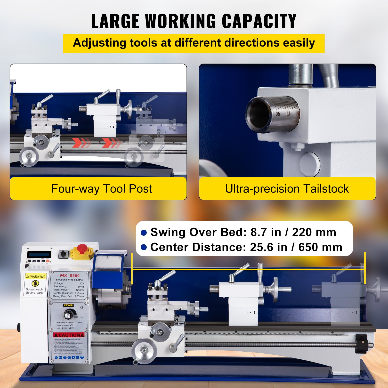 VEVOR Mini Metal Lathe, Automatic Thread Processing, 1.75KW Direct