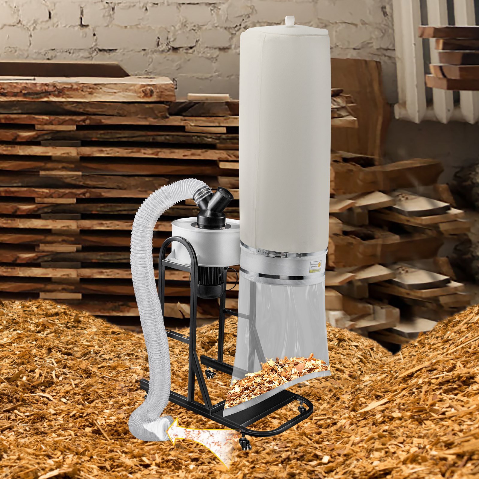 VEVOR 1.5 HP Dust Collector, 647 CFM Portable Vortex Dust Collector ...