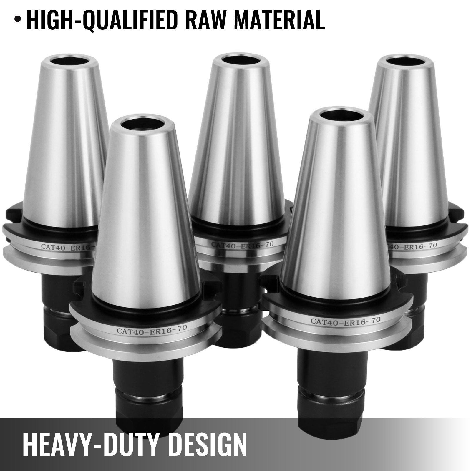 VEVOR Collet Chuck, CAT40 ER16, 5pcs Tool Holder Assembly with Pull